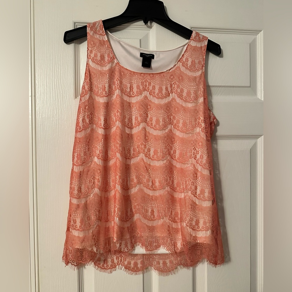 Ann Taylor Coral Lace Blouse